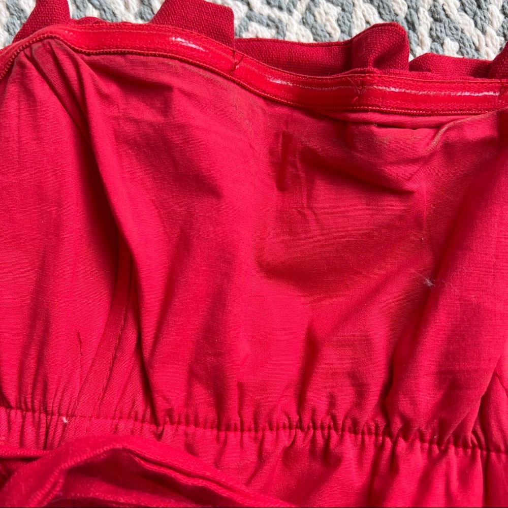 Linen Red Ruffle Crop Tube Top - Picture 4 of 5